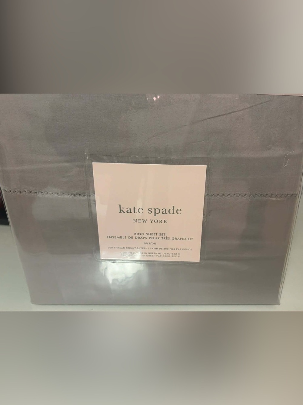 kate spade gray king sheet set